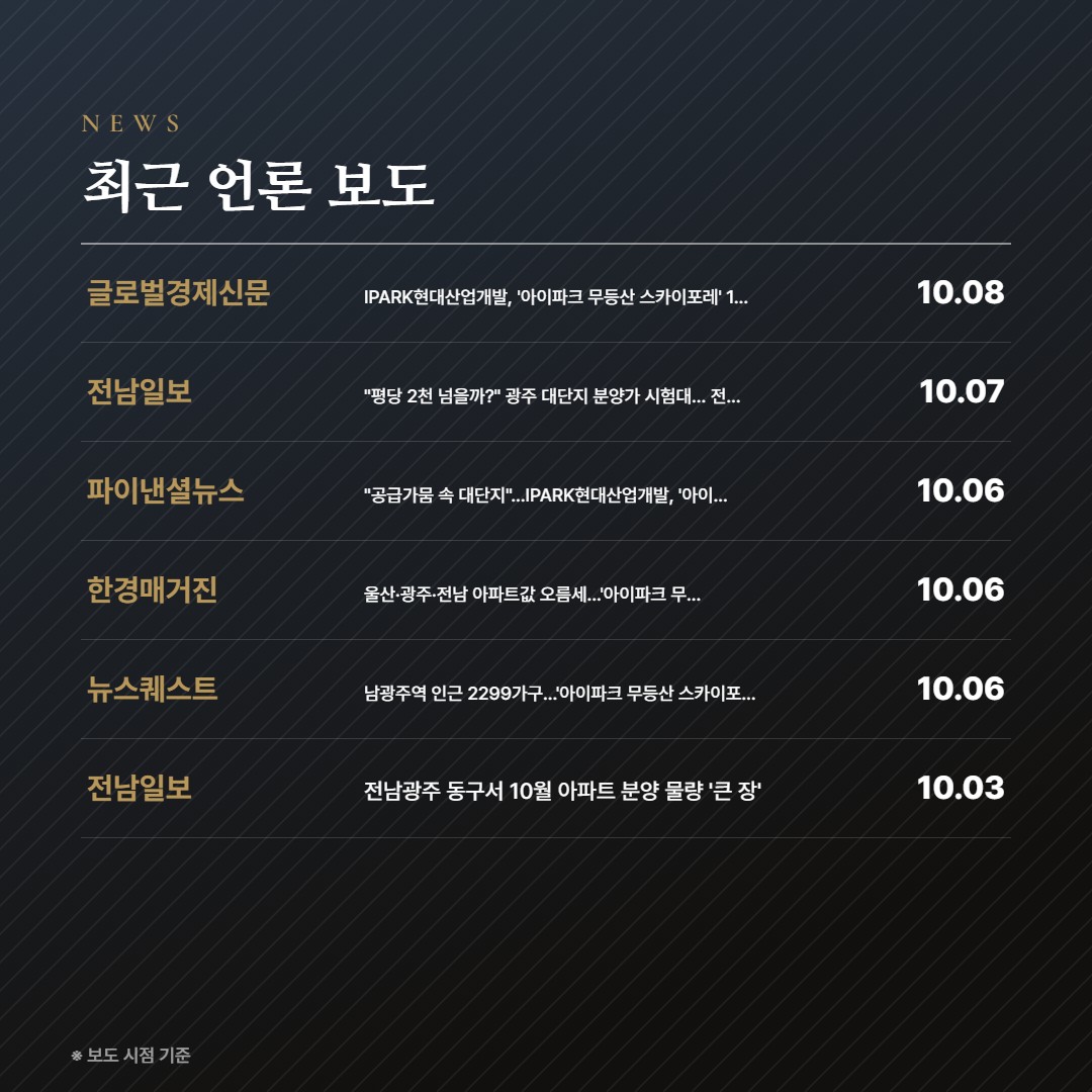 아이파크 무등산 스카이포레 언론 보도 모음